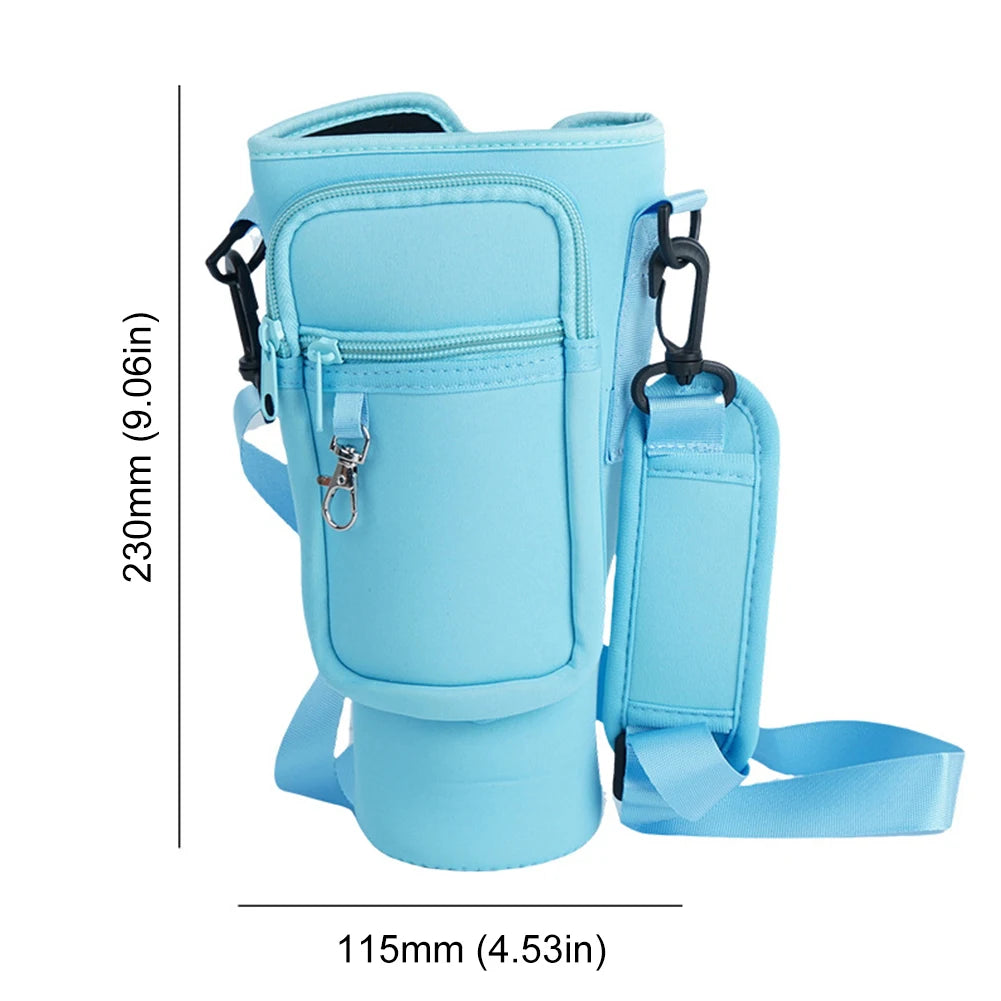 Neoprene Water Bottle Carrier Bag with Phone Pocket for Stanley 40oz Tumbler