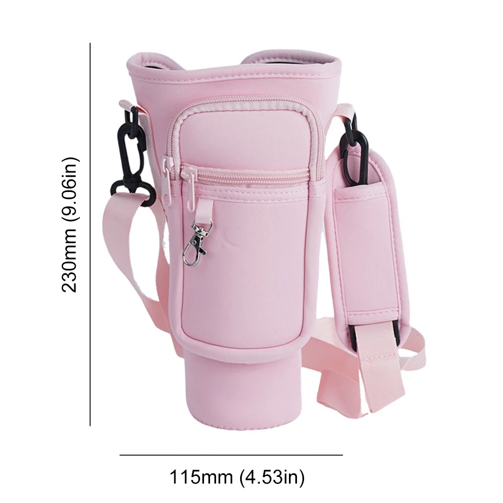 Neoprene Water Bottle Carrier Bag with Phone Pocket for Stanley 40oz Tumbler
