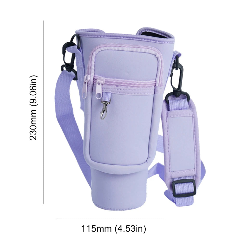 Neoprene Water Bottle Carrier Bag with Phone Pocket for Stanley 40oz Tumbler