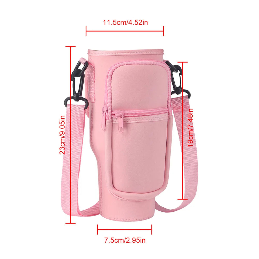 Neoprene Water Bottle Carrier Bag with Phone Pocket for Stanley 40oz Tumbler