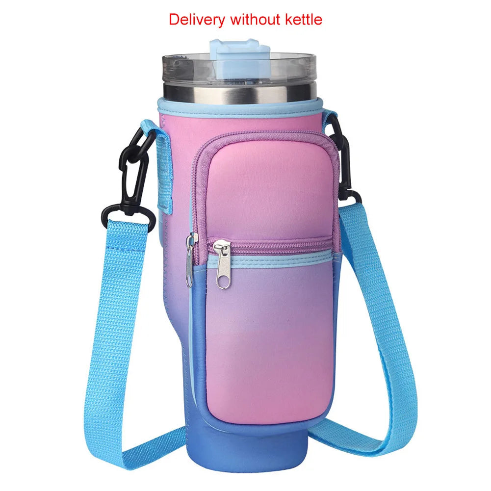 Neoprene Water Bottle Carrier Bag with Phone Pocket for Stanley 40oz Tumbler
